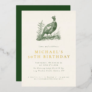 Elegante Fasanenjagd Grüne Erwachsenengeburtstag Folieneinladung