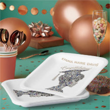 Elegante Faux-Diamant- und Saphir-Absolventin Pa