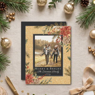 Elegante Faux-Gold-Kohle-Schwarze Weihnachtsstern- Feiertagskarte