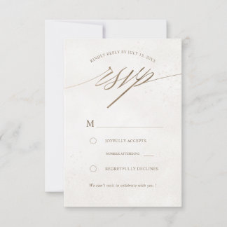 Elegante Faux-Gold- und Beige-Hochzeit RSVP Karte