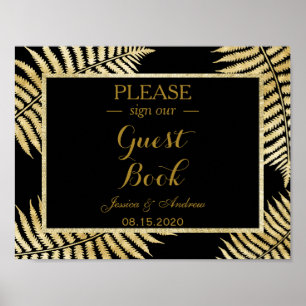 Elegante Faux Goldblatt-Farn-Hochzeit Poster