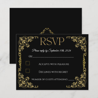 Elegante Faux-Goldfolie-Botanical-RSVP-Hochzeit RSVP Karte