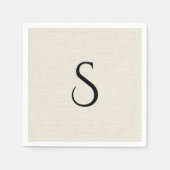 Elegante Faux-Leinen-Schwarze Monogramm-Hochzeit  Serviette (Vorderseite)