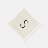 Elegante Faux-Leinen-Schwarze Monogramm-Hochzeit  Serviette (Ecke)