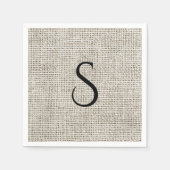 Elegante Faux-Linene schwarze Monogramm-Hochzeit Serviette (Vorderseite)