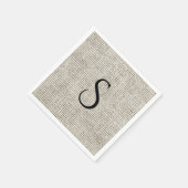 Elegante Faux-Linene schwarze Monogramm-Hochzeit Serviette (Ecke)