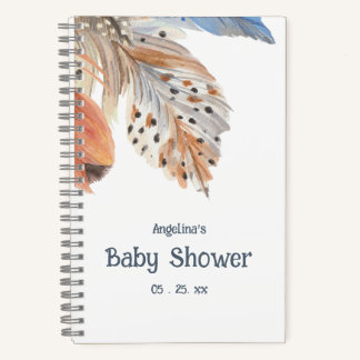 Elegante Feather Boho Baby Shower Geschenkliste Notizblock