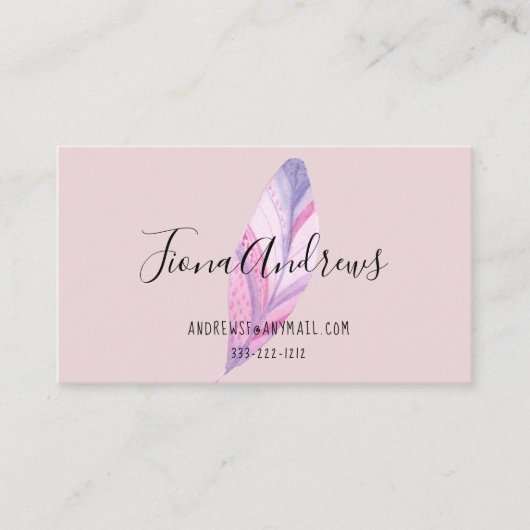 Elegante Feather Business Card Visitenkarte (Vorderseite)