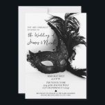 Elegante Feather Masquerade Schwarz-weiß Hochzeit Einladung<br><div class="desc">Passen Sie Ihre Veranstaltung an.</div>