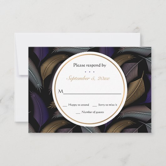 Elegante Feathers RSVP Cards Karte (Vorderseite)
