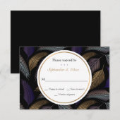 Elegante Feathers RSVP Cards Karte (Vorne/Hinten)