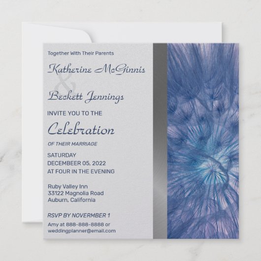 Elegante Feathers Wedding Einladung (Vorderseite)