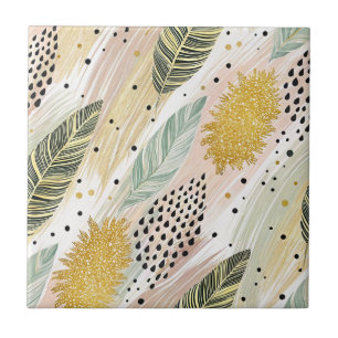 Elegante Feder & Abstrakter Pinselstrich Nahtlos Fliese