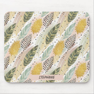 Elegante Feder & Abstrakter Pinselstrich Nahtlos Mousepad
