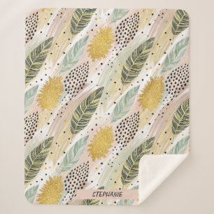 Elegante Feder & Abstrakter Pinselstrich Nahtlos Sherpadecke