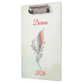 Elegante Feder Blumen Wasserfarbe Klemmbrett (Links)