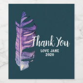 Elegante Feder modern danke Geschenk Weinetikett (Einzelnes Label)