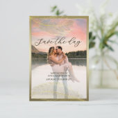 Elegante Feder Save The Date Fotokarte (Stehend Vorderseite)