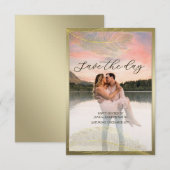 Elegante Feder Save The Date Fotokarte (Vorne/Hinten)