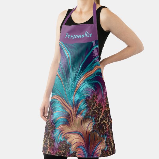 Elegante Federn Lila Aquamarinen Abstrakten Person Schürze (InSitu)