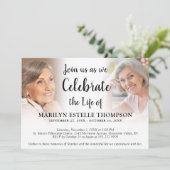 Elegante Feier des Lebens 3 Fotos Gedenkveranstalt Einladung (Stehend Vorderseite)