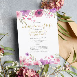 Elegante Feier des Lebens Blumenbeerdigung Einladung