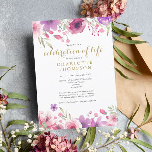 Elegante Feier-des-Lebens-Blumenbestattung Einladung