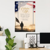 Elegante Feier des Lebens mit amerikanischer Flagg Poster (Heimbüro)