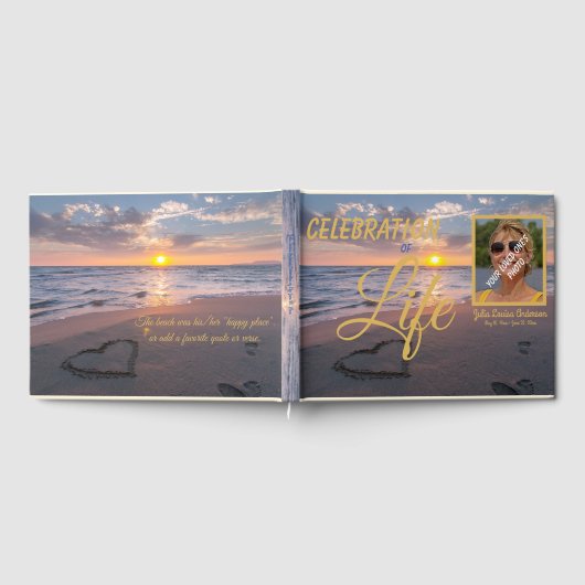 Elegante Feier des Lebens Sonnenuntergang Foto Gästebuch (Voll)