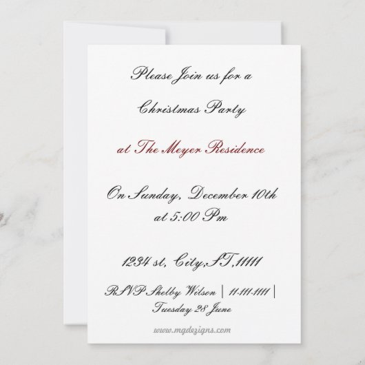 elegante Feier Einladung (Rückseite)