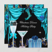 Elegante Feier Weihnachten Blue White Drinks Einladung (Vorne/Hinten)