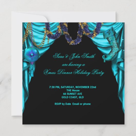 Elegante Feier Weihnachten Blue White Drinks Einladung (Rückseite)