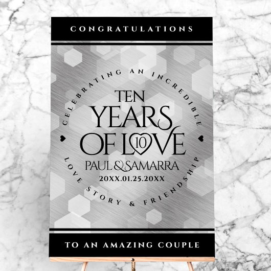 Elegante Feier zum 10. Geburtstag von Zinn Acrylschild