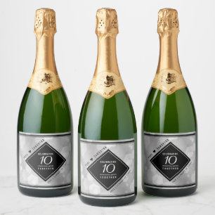 Elegante Feier zum 10. Geburtstag von Zinn Schaumweinetikett