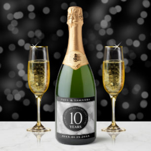 Elegante Feier zum 10. Geburtstag von Zinn Schaumweinetikett