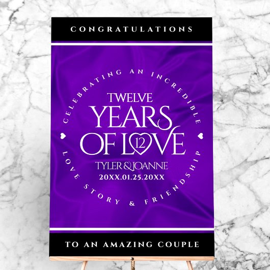 Elegante Feier zum 12. Geburtstag der Seidenhochze Acrylschild