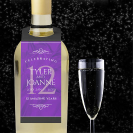 Elegante Feier zum 12. Geburtstag der Seidenhochze Flaschenanhänger