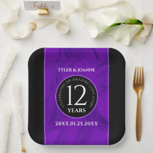 Elegante Feier zum 12. Geburtstag der Seidenhochze Pappteller