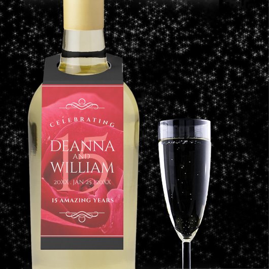 Elegante Feier zum 15. Rose Flaschenanhänger