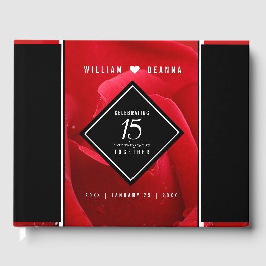 Elegante Feier zum 15. Rose Gästebuch (Vorderseite)