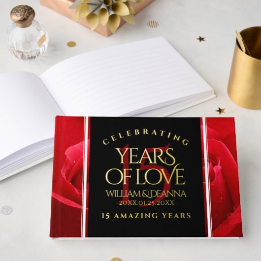 Elegante Feier zum 15. Rose Gästebuch