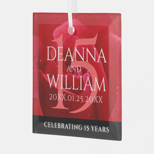 Elegante Feier zum 15. Rose Ornament Aus Glas (Vorderseite links)