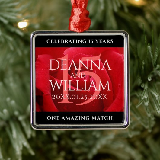 Elegante Feier zum 15. Rose Ornament Aus Metall (Baum)