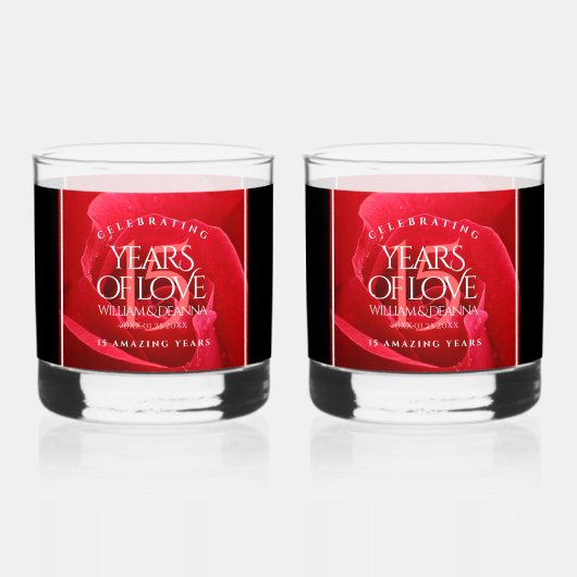 Elegante Feier zum 15. Rose Whiskyglas (Vorderseite)