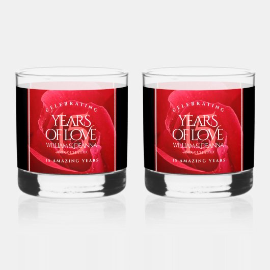 Elegante Feier zum 15. Rose Whiskyglas (Rückseite)