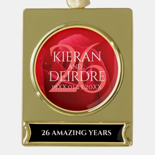 Elegante Feier zum 26. Rose Banner-Ornament Gold (Vorderseite)