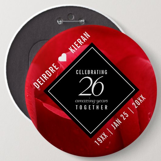 Elegante Feier zum 26. Rose Button (Vorne & Hinten)