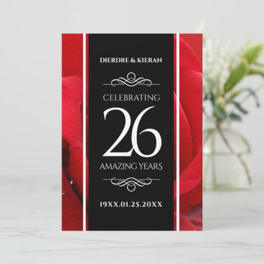 Elegante Feier zum 26. Rose Einladung (Stehend Vorderseite)