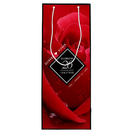 Elegante Feier zum 26. Rose Geschenktüte Für Weinflaschen (Rückseite)