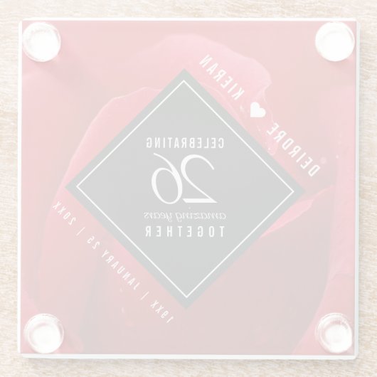 Elegante Feier zum 26. Rose Glasuntersetzer (Rückseite)